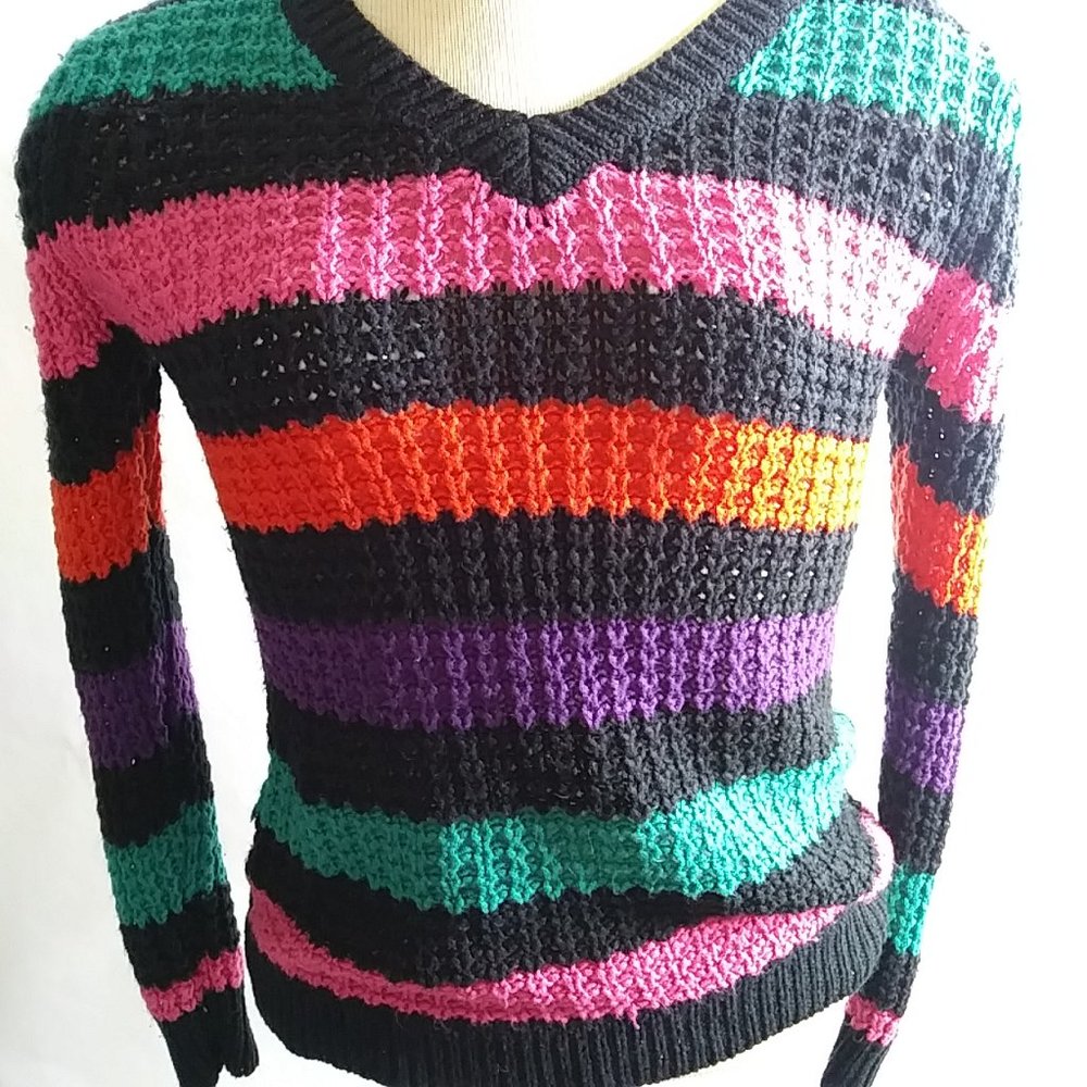 Multicolor Striped Womens Knit Sweater